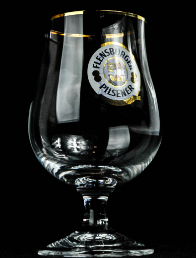 Flensburger Glas / Gläser, Bierglas, Schwenker, Kugelglas Lüttich Goldrand 0,3l