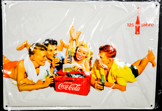 Coca Cola, 3D Werbeblechschild, Blechschild,Picknick