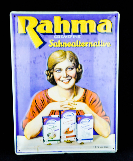 Rahma Margarine, Blechschild, Werbeblechschild Cremefine