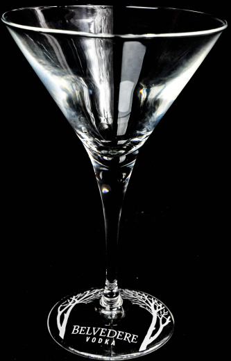 Belvedere Vodka, Cocktailglas, Martiniglas, James Bond Baumsignatur weiss