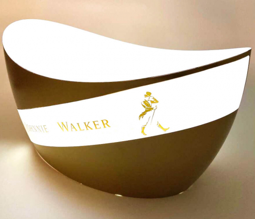 Johnnie Walker, LED Akku Eiswürfelkühler Flaschenkühler Oval Gold Jeroboam