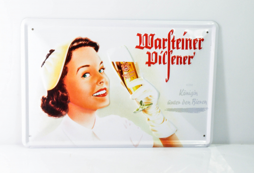 Warsteiner Bier, Pilsener Blechschild, Werbeschild, Reklameschild Königin...
