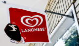 "Langnese" Fahne mit Halterung Kundenstopper Langnese Eis 