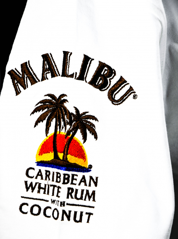 Malibu Rum gestickte Logos Polo Shirt  Weiss Men Gr.M 100% Cotton 