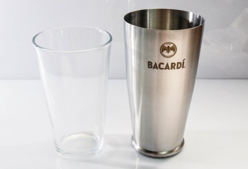 BACARDI Boston Shaker 2-teilig Glas mit Logo Profi-Qualit Metall 