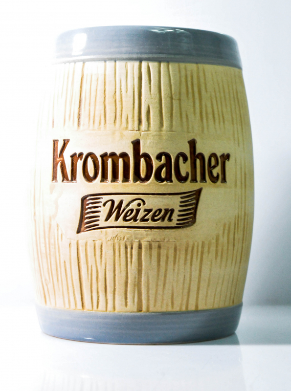 Krombacher Weizen Bier Besteckfässchen aus Steingut Keramik 