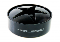 Marlboro Aschenbecher, Stern Aschenbecher, schwarze Auflage, Metalldeckel