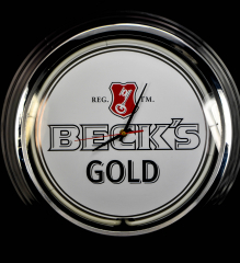 Becks Beer Brewery Gold Neon Wall Clock, Neon Sign, 44cm