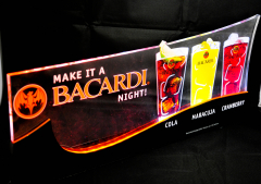 Bacardi Rum, LED Leuchtreklame auf Sockel, 56 x 24 x 6cm Neu