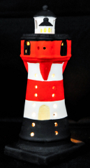 Leuchtturm Keramik Windlicht 20cm Deko Teelichthalter