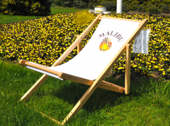 Malibu Rum, solid beech wood deck chair, beach chair, white, very high quality processed and noble ...