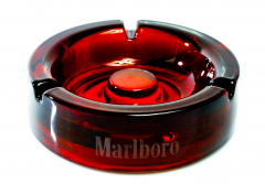 Marlboro Massiver Glas Aschenbecher, rot rund Glas Bowl 2010 eingeätzte Marke