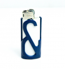 L&M Tabak Mini BIC Feuerzeug in Cover / Metallhülle blau