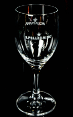 San Pellegrino Kristall Wasserglas, Stielglas mit Gravur, Glas / Gläser Stern