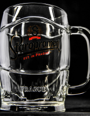 Staropramen Bier Tschechien, Glas / Gläser Bierkrug, Seidel Prag Silhoette 0,5l