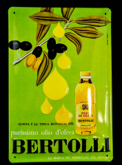 Bertolli, Blechschild, Werbeblechschild Purissimo olio dóliva