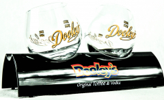 2 x Dooleys Toffee Tipper, Kugelglas, neueste Ausführung, 4cl auf Glashalterung