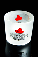 Sierra Tequila, Glas Windlicht, Teelicht in weiß satinierter Ausführung