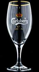 Carlsberg Bier, Pokal-Glas, Bierglas mit Goldrand 0,3l Krone hinten
