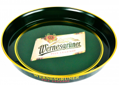 Wernesgrüner Pilsener, Metall Tablett, Serviertablett, Rundtablett, gummiert.