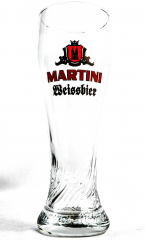Martini Weissbier, Bierglas Glas / Gläser im Reliefschliff, Weizenbierglas 0,5l