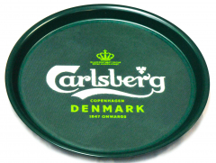 Carlsberg Bier, Serviertablett, Kellnertablett, gummiert grün, Denmark