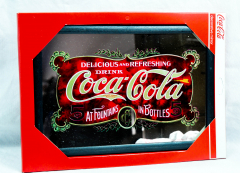 Coca Cola, Werbespiegel in Kunststoffrahmen schwarz At Fountains in Bottles