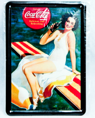 Coca Cola, Mini Blechschild, Werbeschild Delicious and Refreshing