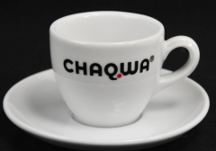 Chaqwa Kaffee, Espresso Tasse mit Untertasse, Tafelstern Porzellan