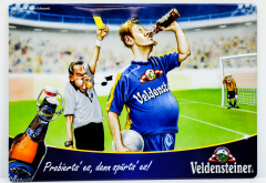 Veldensteiner Bier, Blechschild, Werbeschild Fußball