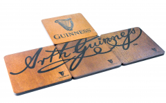 Guinness Bier, 4 x Echtholz Bieruntersetzer Arth Guinness Untersetzer