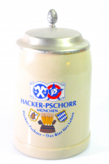 Hacker-Pschorr München Bier, Tonkrug mit Zinndeckel 0,5l