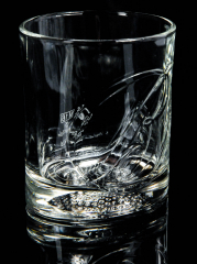 Ballantines, Glas / Gläser, Whiskyglas, Tumbler oval, Relief Glas mit Bodenprägung Golfball