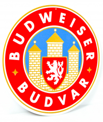 Budweiser beer, tin sign, advertising sign around Budvar