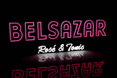 Belsazar Rose Tonic, Dimmbare LED Neon Leuchtreklame, Leuchtwerbung Mit Metall Wandhalterung und Standfuß