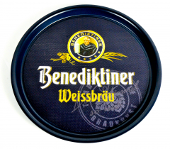 Benediktiner Weissbier, Serviertablett, Kellnertablett, Rundtablett, Blau