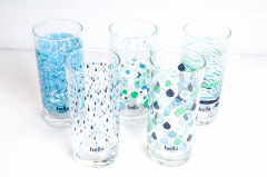 Hella Mineralbrunnen, 5 x Verschiedene Editions Motive Wasserglas Glas / Gläser