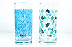 Hella Mineralbrunnen, 2 x Verschiedene Editions Motive Wasserglas Glas / Gläser