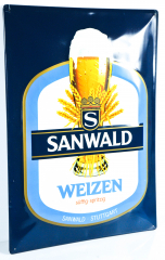 Sanwald Weizen Bier, Retro Blechschild, Werbeschild gewölbt Sanwald Stuttgart