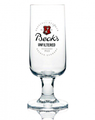 Becks Beer Glass / Glasses Cup 0.3l Unfiltered Tulip Stem Glass Pils Export Beer