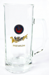 Wittinger Bier, Glas / Gläser Relief Krug Logo Blau 0,5l Exclusive Seidel