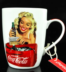 Coca Cola Becher Tee Kaffeetasse Mug Glas Yes, Coke YES COKE Weiß Rot