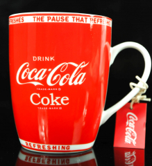 Coca Cola Becher Tee Kaffeetasse Mug Glas Yes, Coke DRINK COKE Weiß Rot